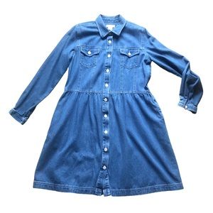 Talbots Women’s Denim Collared Button Down Long Sleeve Dress Size 12